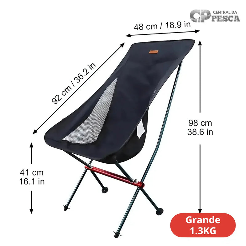 Cadeira de Acampamento e Pesca para relaxar | Material Respirável que Suporta até 150Kg