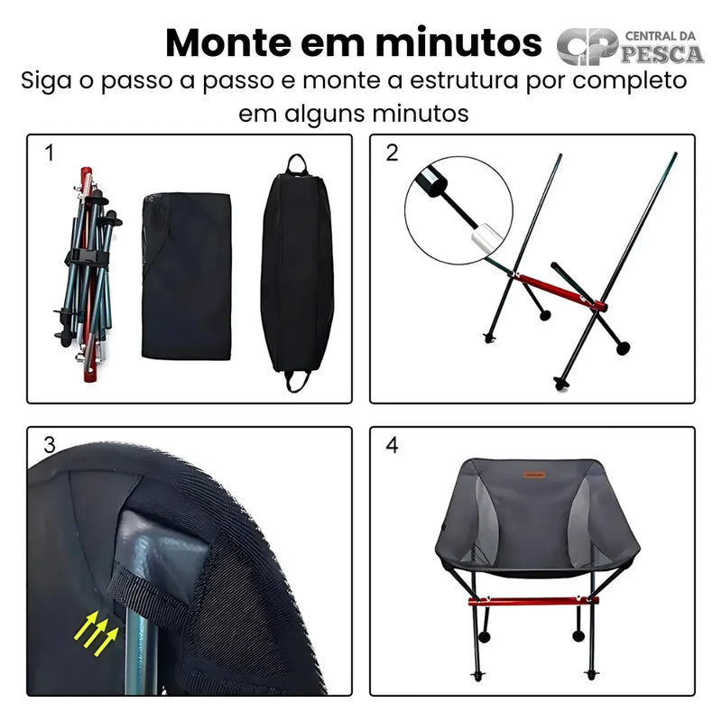 Cadeira de Acampamento e Pesca para relaxar | Material Respirável que Suporta até 150Kg