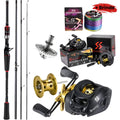 Conjunto CarbonFiber 3 em 1 | Vara de pescar de Fibra de Carbono + Carretilha Recolhimento 7.2:1 e 10Kg de DRAG + Linha de Brinde | Central da Pesca